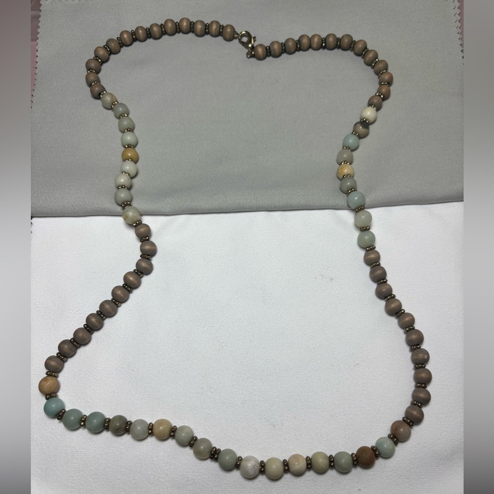 Boho Wood and Stone Beaded Necklace